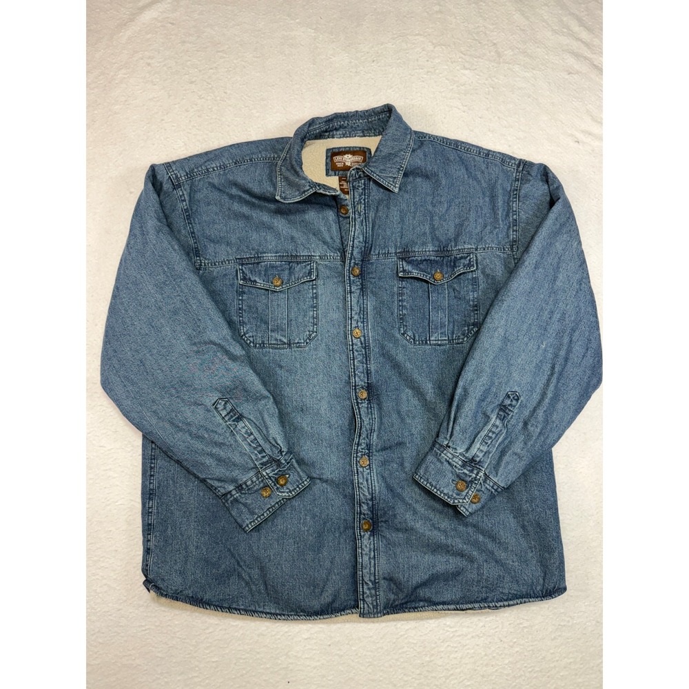 Levi Strauss & Co Mens XXL Blue Denim Sherpa Lined Shirt Jacket RN108480